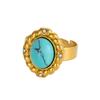 CARLIDANA Exquisite Colorful Rings Gold Plated Open Rings Stainless Steel Natural Red Turquoise Stones for Women Jewelry