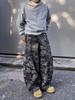 Retro Camouflage Wide-Leg Scimitar Denim Overalls with Large Pockets for Men and Women - Autumn/Winter Edition.