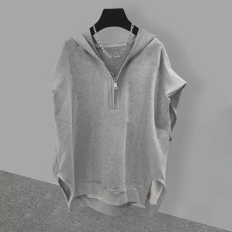 Men's Casual American Street Style Sleeveless Cotton Hooded Vest for Spring and Summer