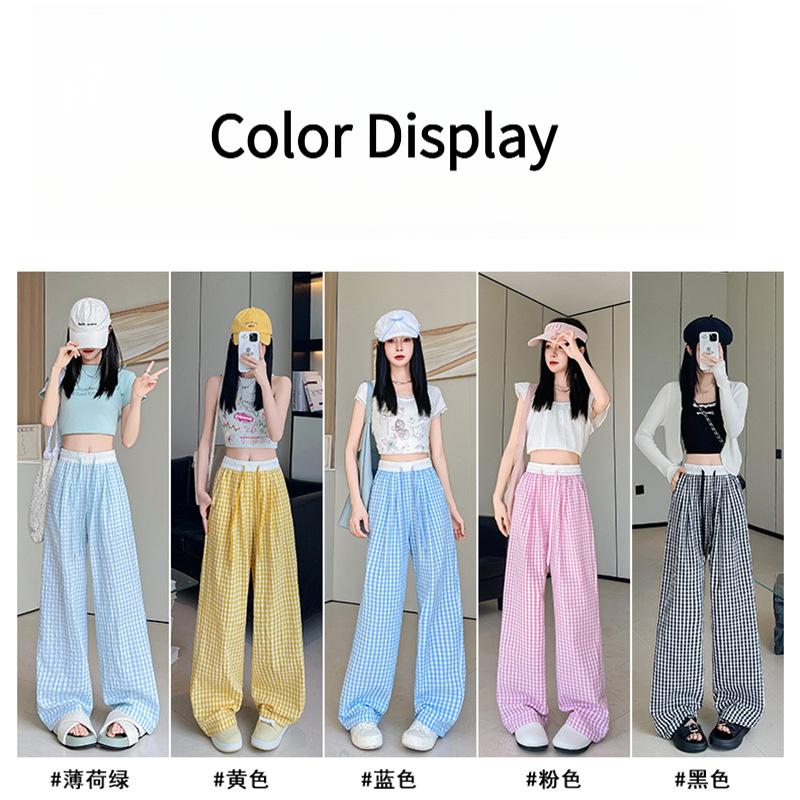 New Plaid Pants for Women Spring/Summer 2026 New High-Waisted Dopamine Casual Trousers