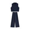 Chuyu Women's Faux Denim Workwear Two-Piece Set