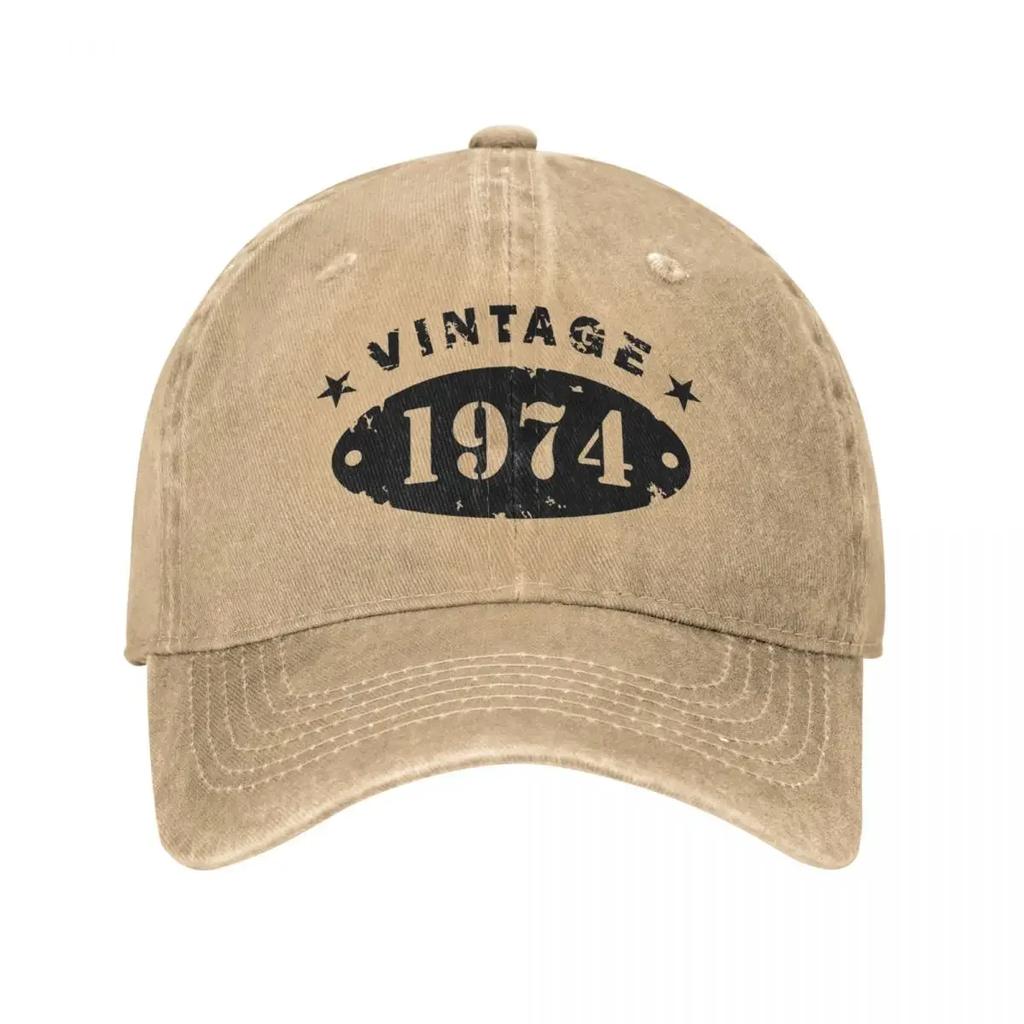 50 Years Old Retro 1974 People Baseball Caps Merchandise Distressed Denim Washed 50th Birthday Gift Travel Hat