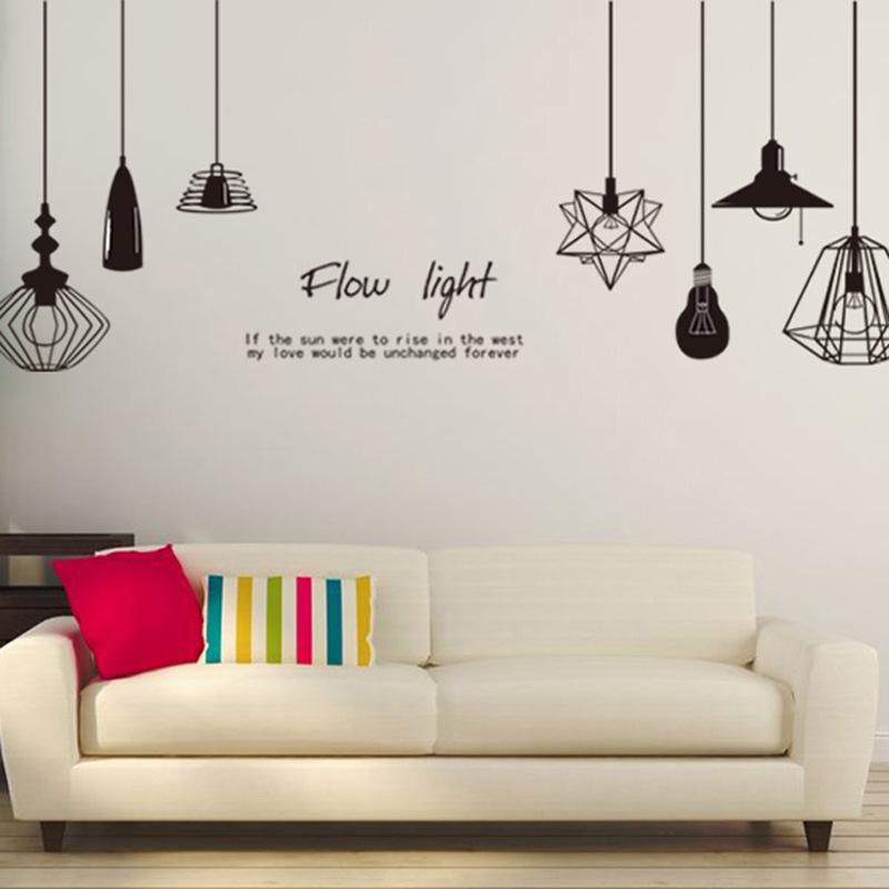 Black Chandelier Wall Sticker Self Adhesive Waterproof Decal for Living Room Bedroom TV Sofa Background Wall Decor