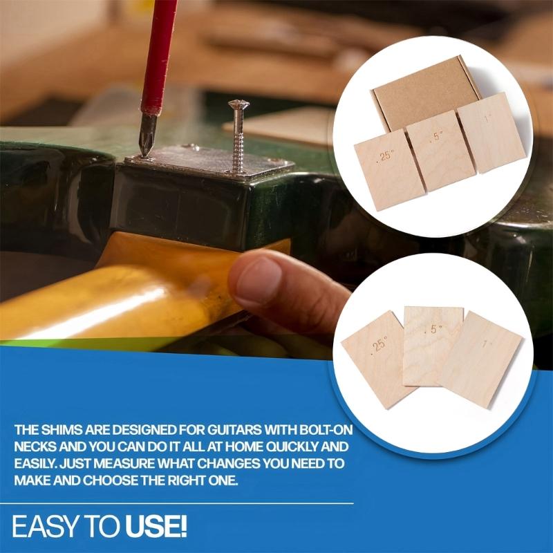 Neck Adjustment Shims Guitar Repair Shims Professional Guitar Neck Pads Blank Shims Set Guitar Heel Shims for Adjustment