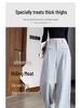Petite Gray Wide Leg High Waist Pants for Women - Spring/Autumn
