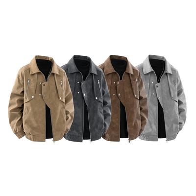 Men's Lapel Leather Jacket Men's Spring and Autumn American Trend Joker Zipper Pu Leather Jacket Jacket