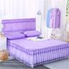3pcs Set Bed Spread Princess Lace Bed Skirt Solid Color Luxury King Queen Bedspread with 2pcs Pillowcase