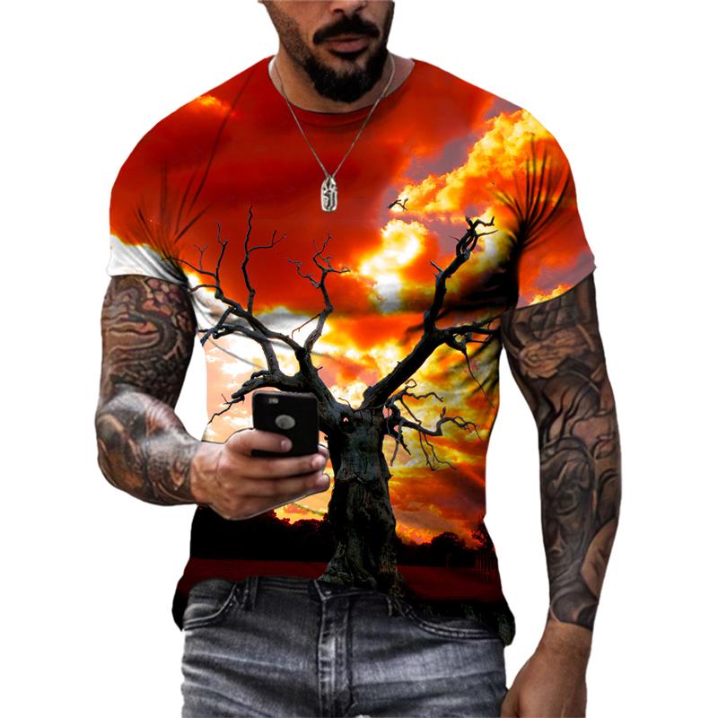 Fashion Landscape original men's T-shirts Summer Casual O Collared Tees Short Sleeve New 3D Printed Trend Street Leisure Tops