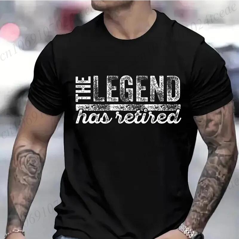 Funny The Legend Has Retired T Shirts for Men Short Sleeve Shirts Funny Graphic Tees for Retirement Fashion Casual Men Tees Gift