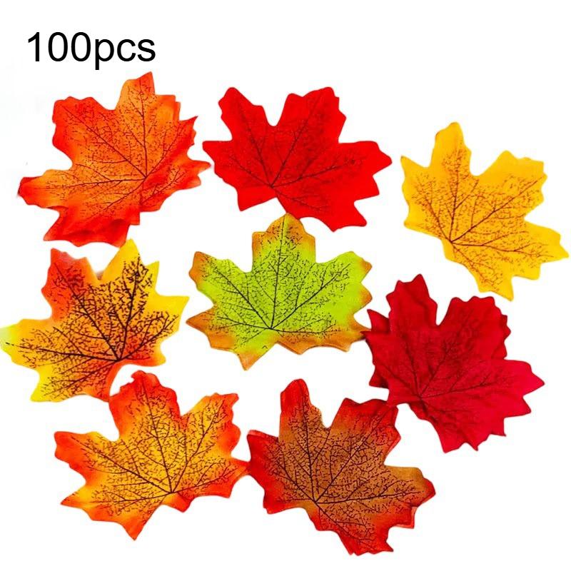 50/100pcs Vibrant Artificial Maple Leaves 3.15inch | Perfect for DIY Wreaths, Home, Outdoor, Wedding, and Festival Decorations
