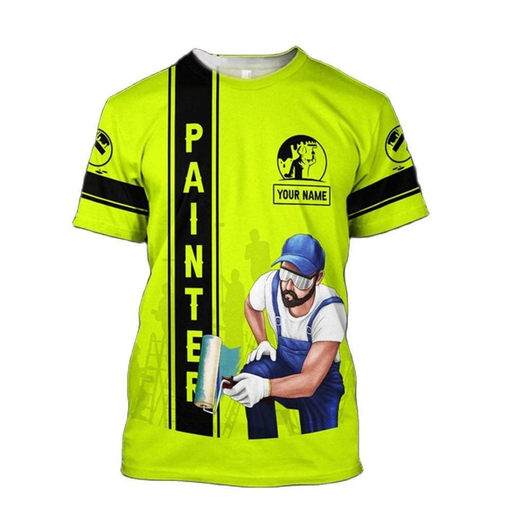 Malířská uniforma 3D Vtipný potisk Pánské módní tričko Trend Harajuku Krátký rukáv Volnočasové Kulatý výstřih Pracovní oděv Hip Hop Topy