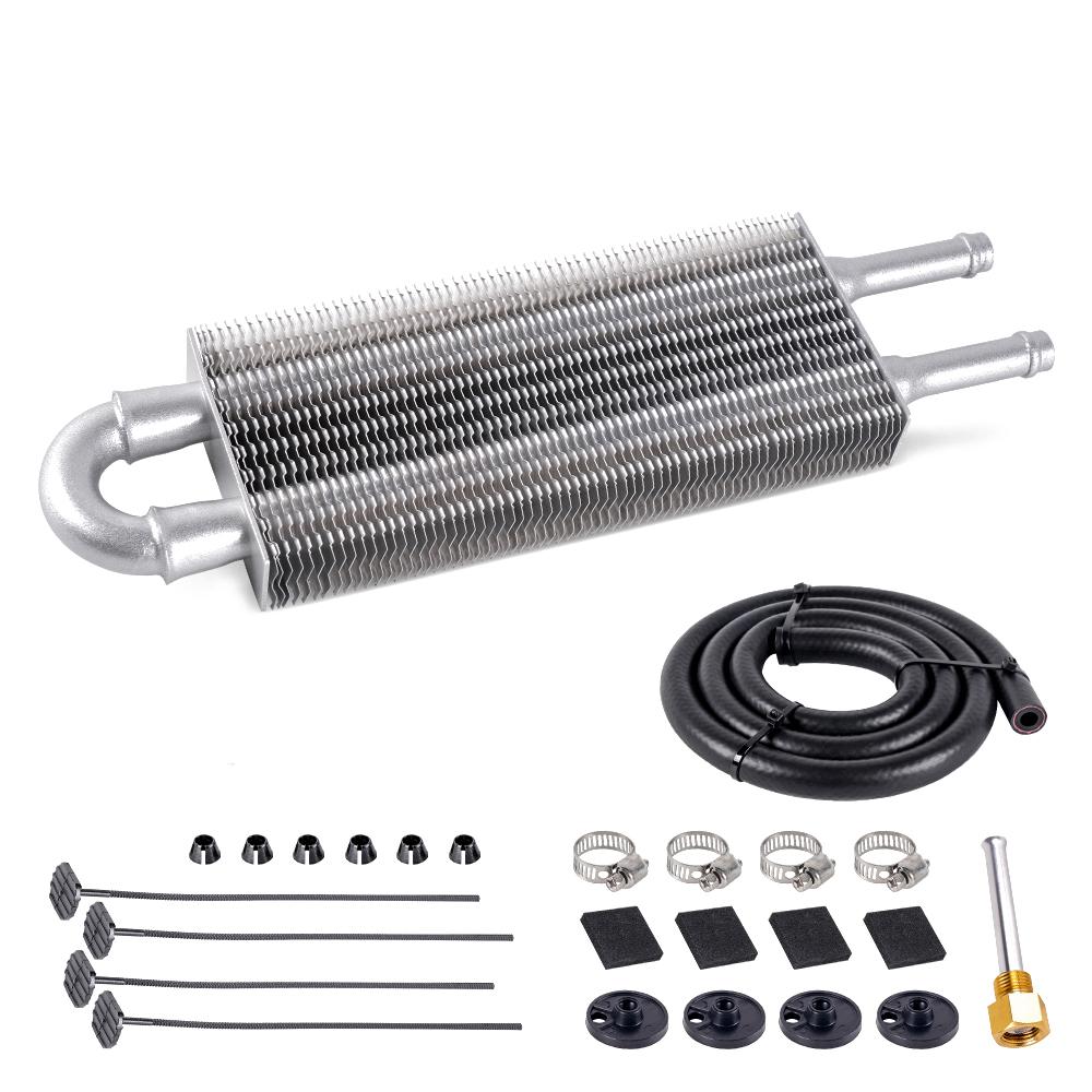 RASTP-New 2 Row Oil Cooler Kit Aluminum Radiator Car Transmission Plate & Fin Oil Cooler Auto-Manual Radiator Converter OSA020 серебряный