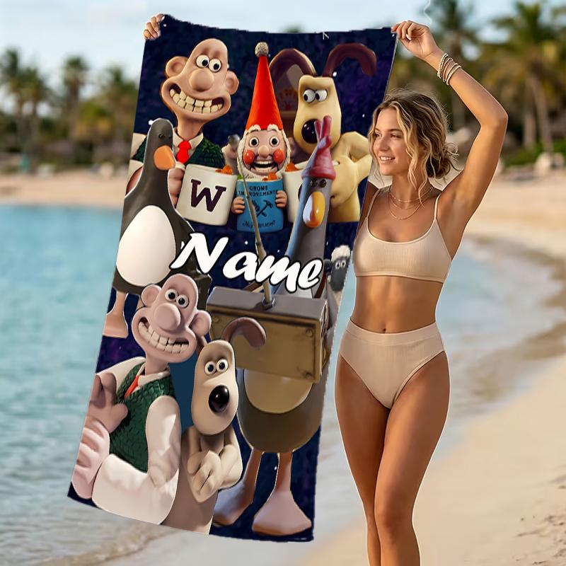 Customizable Personalized Beach Towels Wallace and Gromit Themed designs.Suitable for the Beach, Yoga, Sports;ideal As Beach Accessories