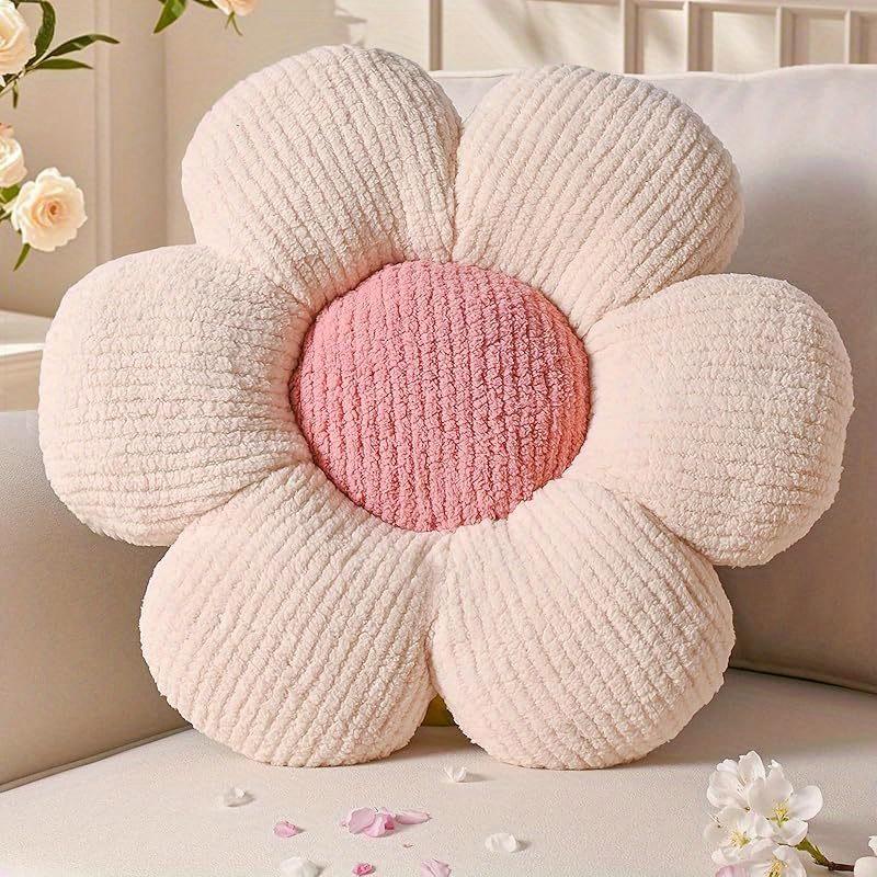 Цветочные подушки Декоративные плюшевые напольные подушки в форме фиолетового цветка для дивана и кровати дизайн Ромашка 40 см наполнитель полиэстер белый 5640₽