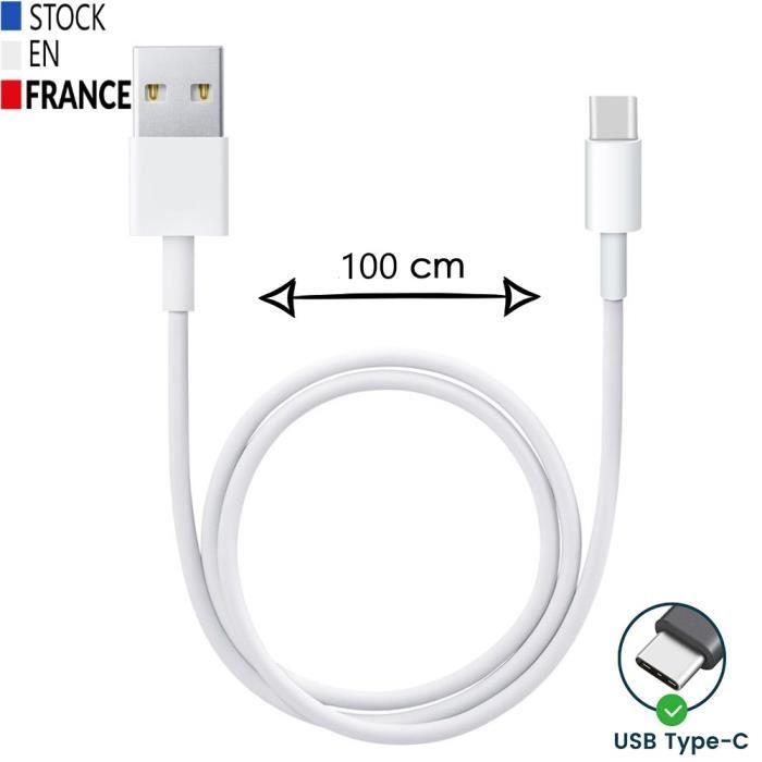 Câble USB Type C pour Xiaomi redmi Note 7 Pro Charge et Synchronisation Rapide Transfert de données - 1M