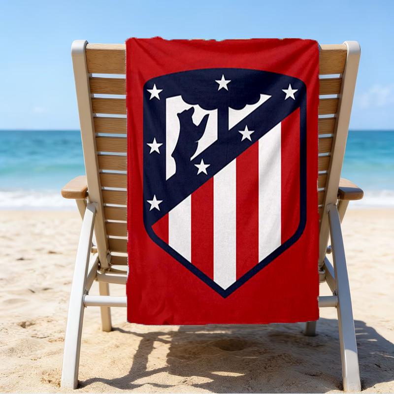 Fotbalový klub Atletico Potisknutý Plážový Ručník, Super Měkké Mikrovlákno, Perfektní Dárek k Narozeninám, na Bazén, Pláž, Cestování, pro rodinu a přátele