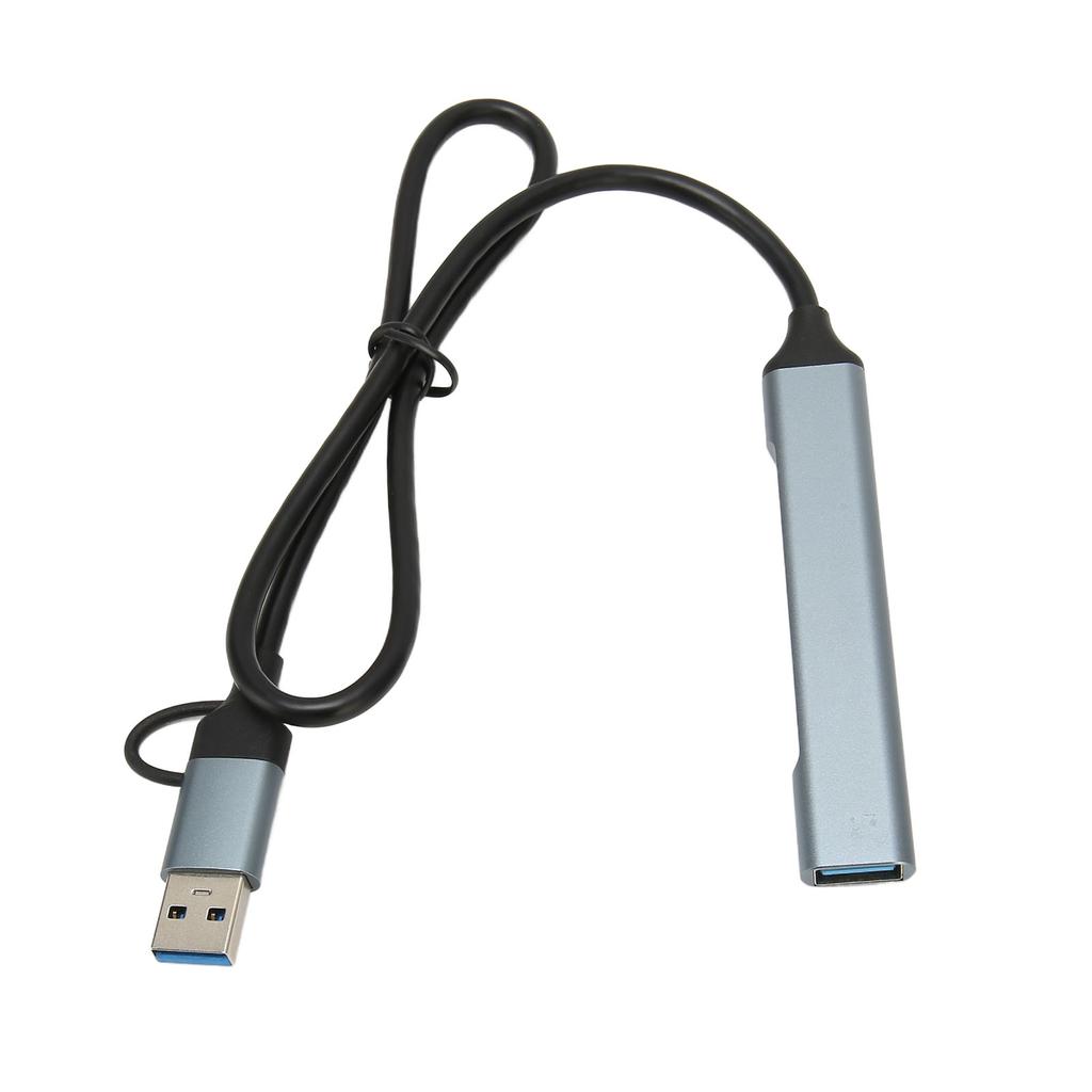 Type C Hub 4 Ports Aluminium Alloy Plug and Play 19.7in Long Cable USB 3.0 Docking Station for