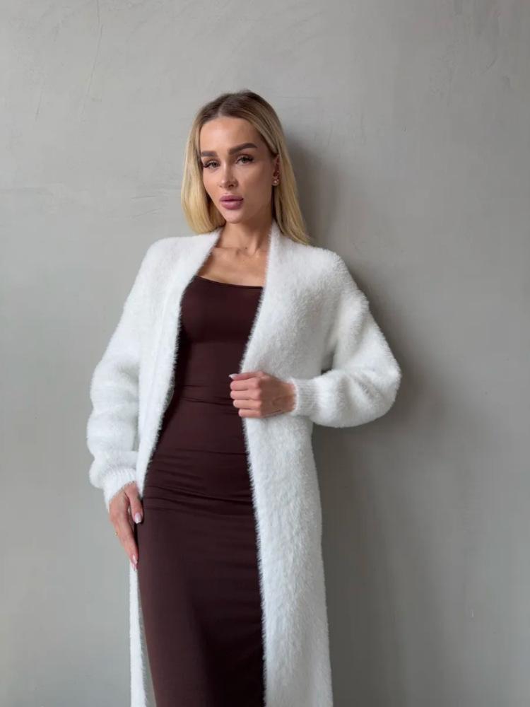 Mink Velvet Long Cardigan Sweater for Women, Loose Loose Lazy Style for Autumn and Winter, Fluffy and Soft, Layered with a Knit Jacket