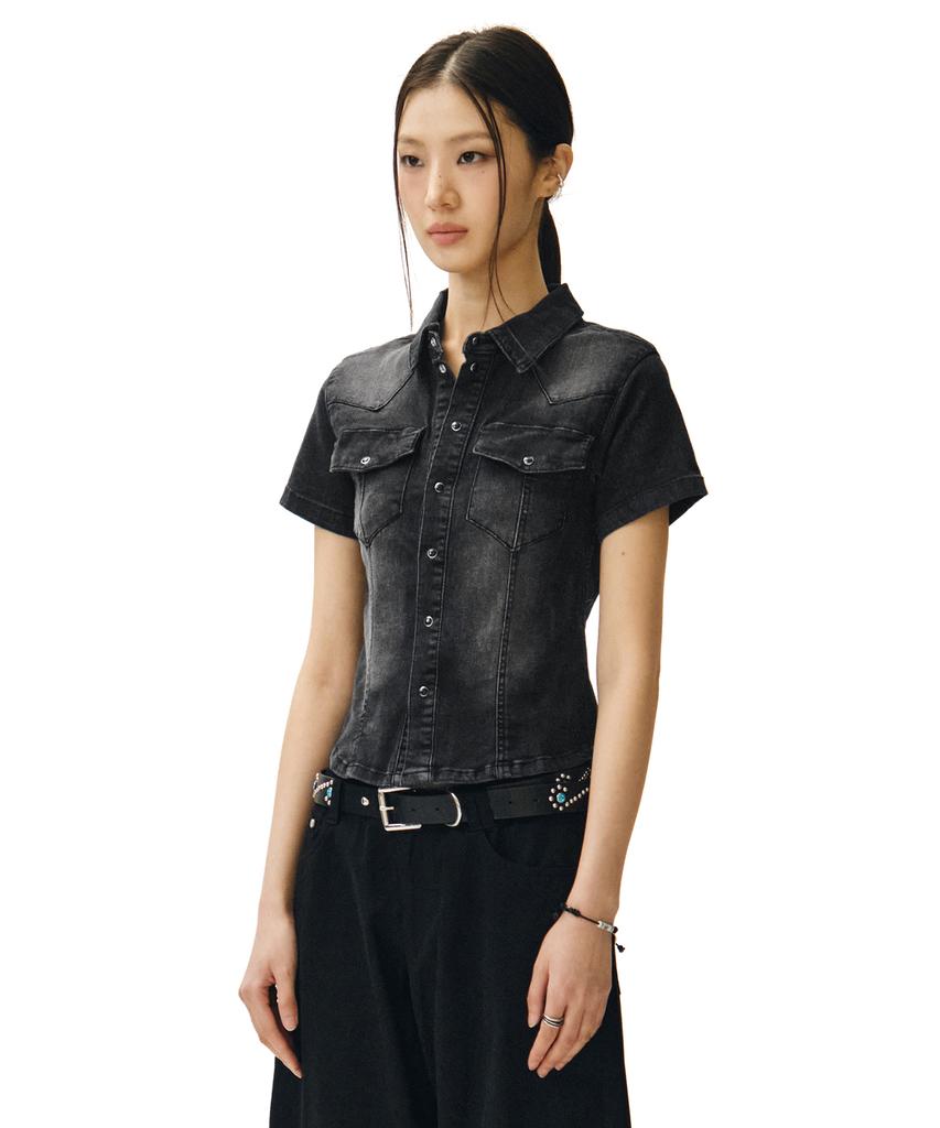 Deketeuumeon Western Slim Denim Short Shirts Dcwsh002Blacka