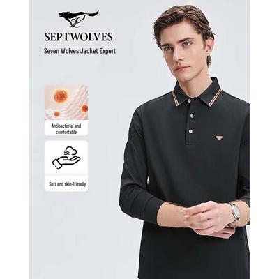 Polo da uomo a maniche lunghe in maglia waffle