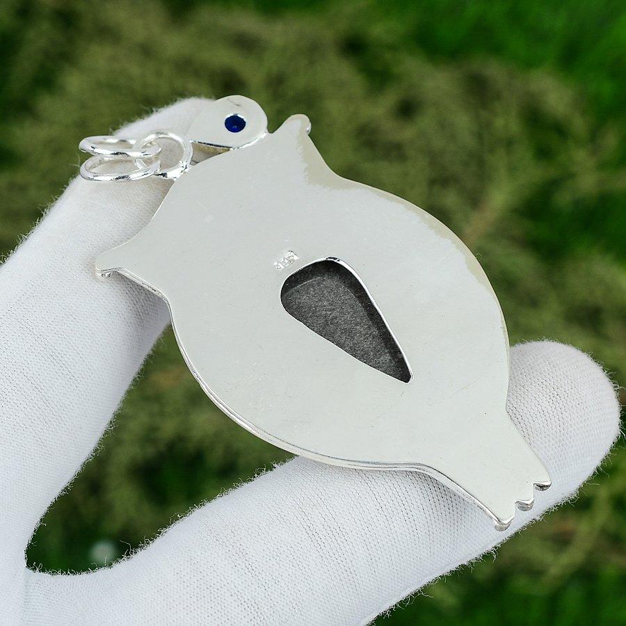 Silver Sheen Obsidian Gemstone Tanzanite Quartz 925 Silver Wife Ethnic Pendant