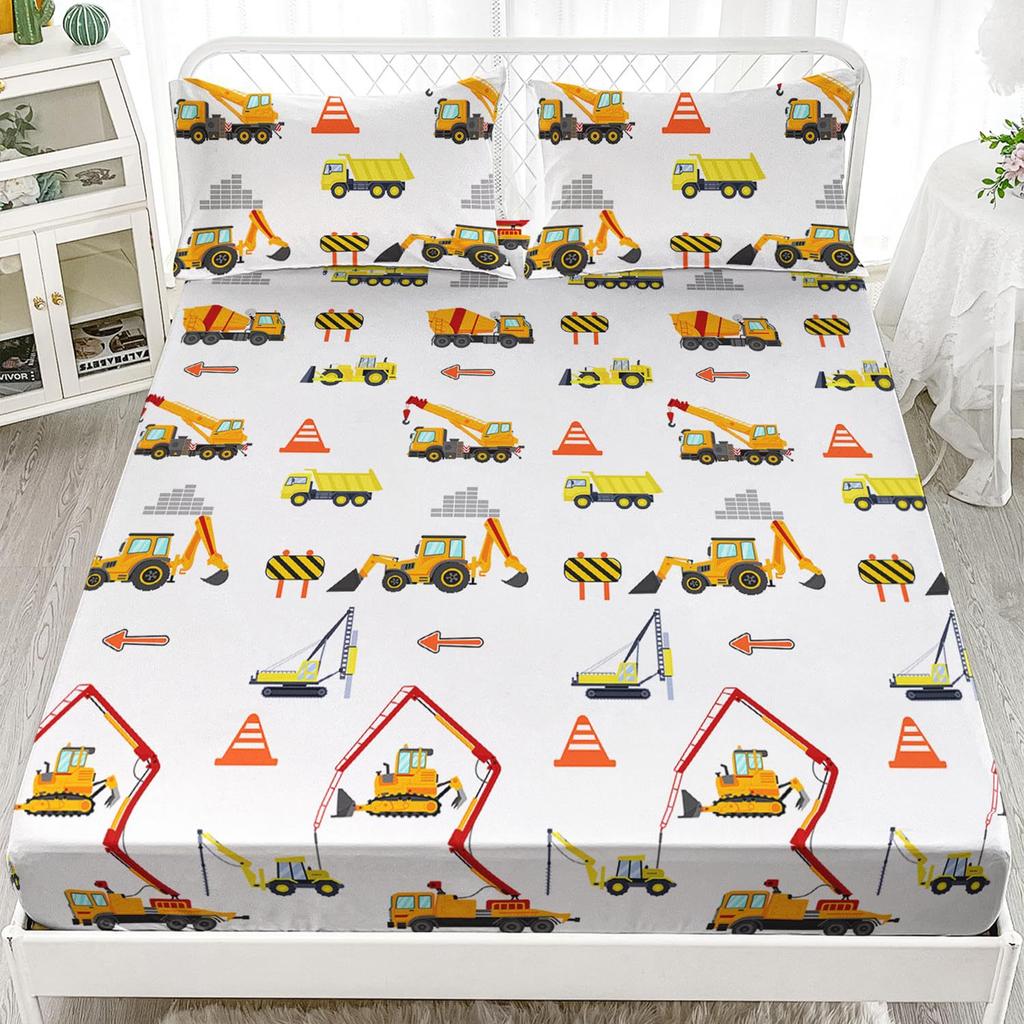 Cute Cartoon Dinosaur Racing Pattern Mattress Three-Piece Digital Printing Cute Bedding Set