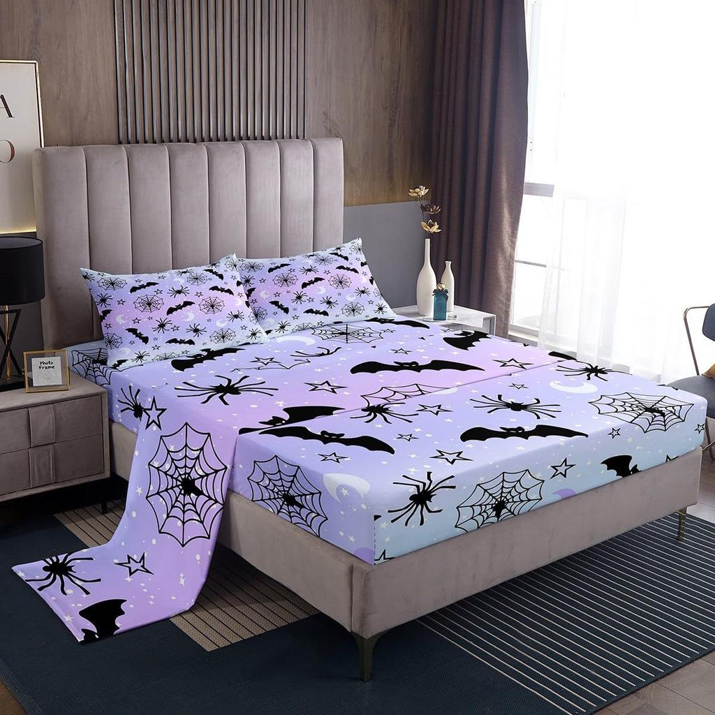Halloween-Themed Pattern Mattress Four-Piece Bedding Set Bedroom Dormitory Bedding Decoration