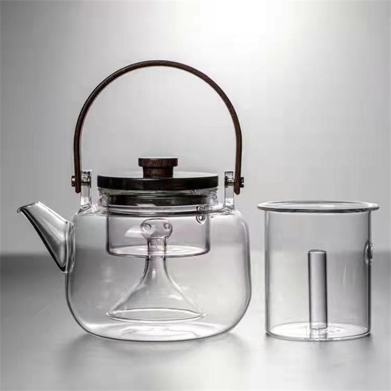 1000ml Steaming Boiling Dual-purpose Glass Teapot Heat Resistant Tea Kettle Cooking Oolong Puer Tea Maker Teaware