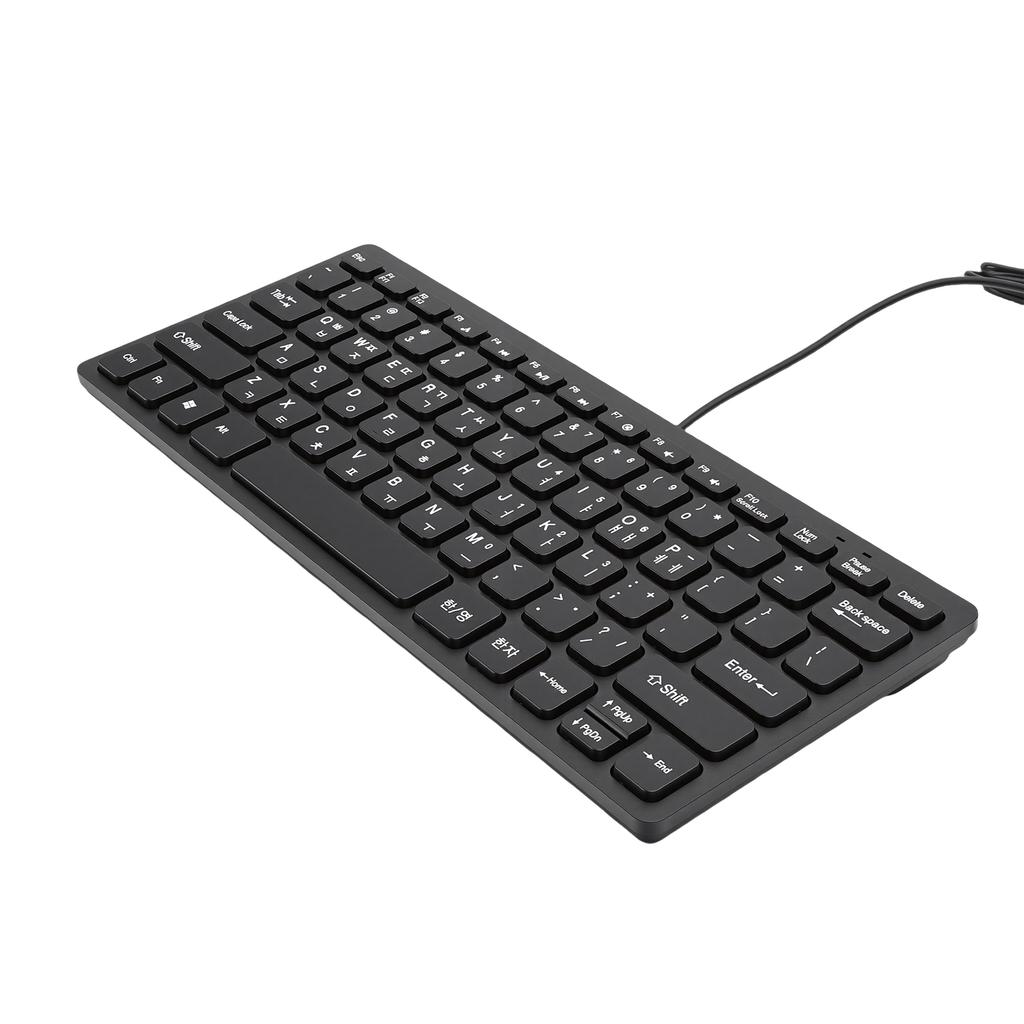 Wired Korean Keyboard 78 Keys Spill Proof USB Plug and Play Slim Lightweight Keyboard for PC Laptop