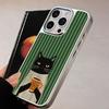 Cute Coffee Cat Silver Plating Mobile Phone Case for iPhone 17 16 15 14 13 12 11 Air Pro Max Plus Colorful Cover