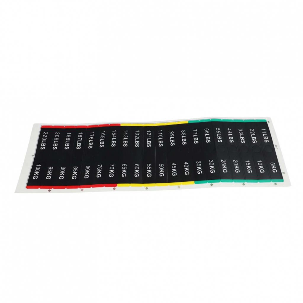 Weight Plate Identification Stickers Made from Wear Resistant Material