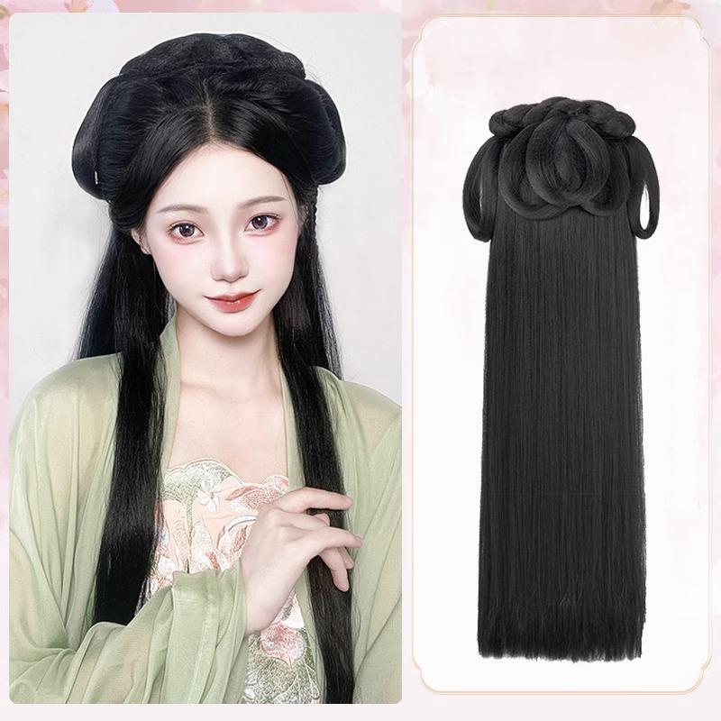 

Китайский Традиционный Древний Парик Женский Парик Ханфу Головной Убор Фотография Танцевальный Аксессуар Парики Для Женщин Интегрированный Пучок Волос