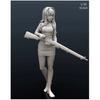1/35 Scale Barefoot Maiden Setting Her Next Target with a Heavy Rifle - Unpainted Resin Assembly Kit Figure Plastic Model Doll Garage Kit