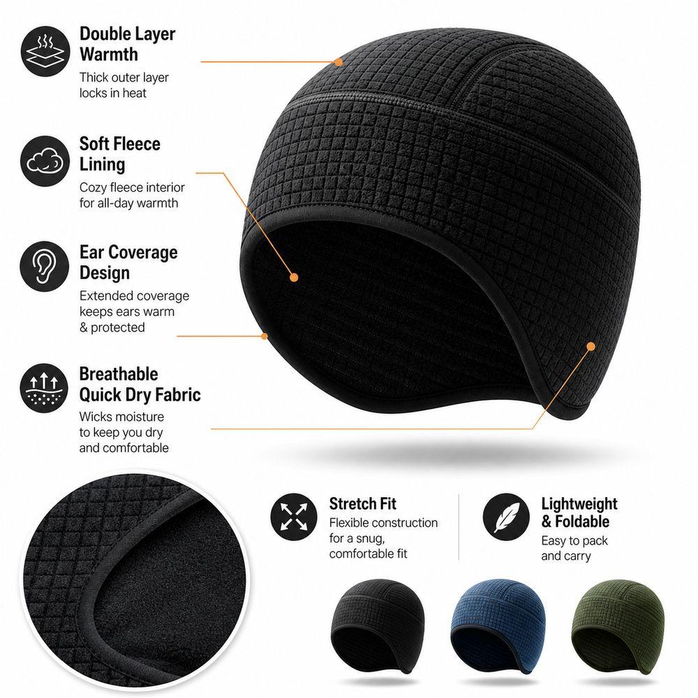 Double Layer Winter Beanie Ear Coverage Thermal Skull Cap New Ear Flap Beanie Men and Women
