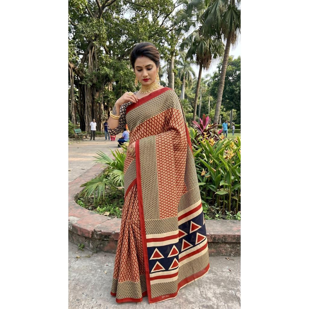 New Launch Beautiful Bagru Printed Saree Collection
