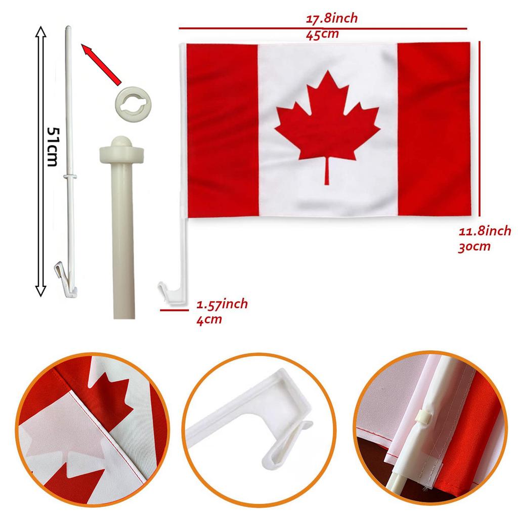 2 Pcs Car Flag, 12" X 18" Double-sided Patriotic Car Window Clip Flags for Outdoor Automobile Truck Vehicle Frame Window, Perfect for Festival