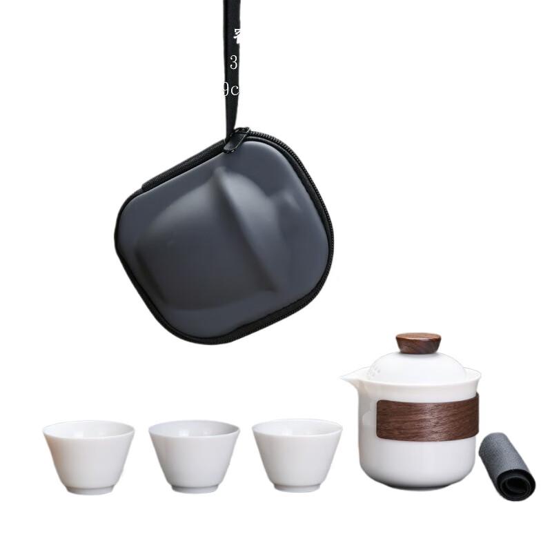 Fumaide White Porcelain Portable Outdoor Travel Tea Set
