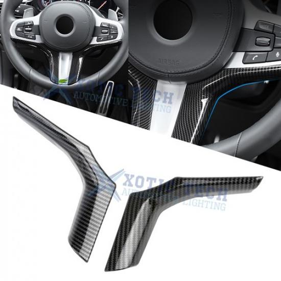 2pcs Carbon Fiber Steering Wheel Lip Strip Molding ABS Trim For BMW 3 Series G20