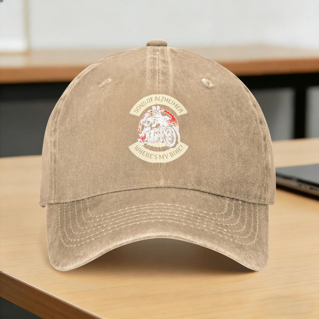 Washed Baseball Cap Sons Of Alzheimer Where‘S My Bike Old Biker Summer Trucker Hat For Unisex-Teens Sun Baseball Caps