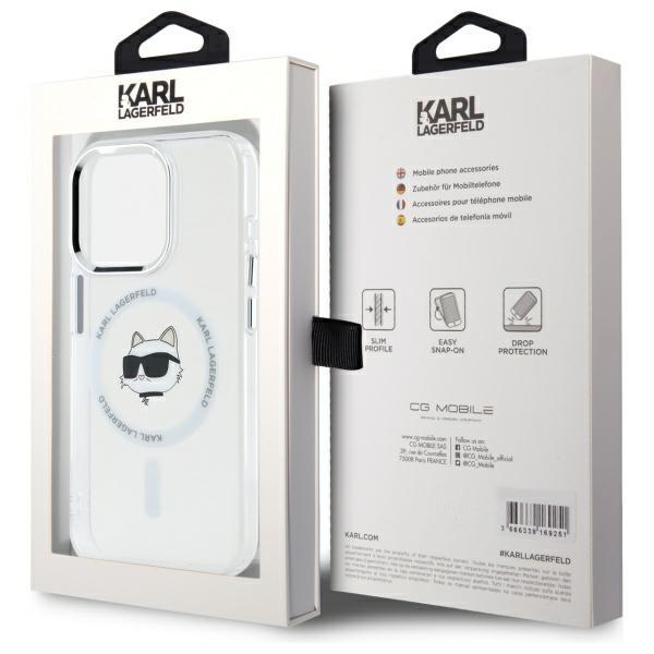 Karl Lagerfeld Klhmp15Lhlschh Iphone 15  Pro 6.1 Biały/White Hardcase Iml Metal Choupette Head Magsafe