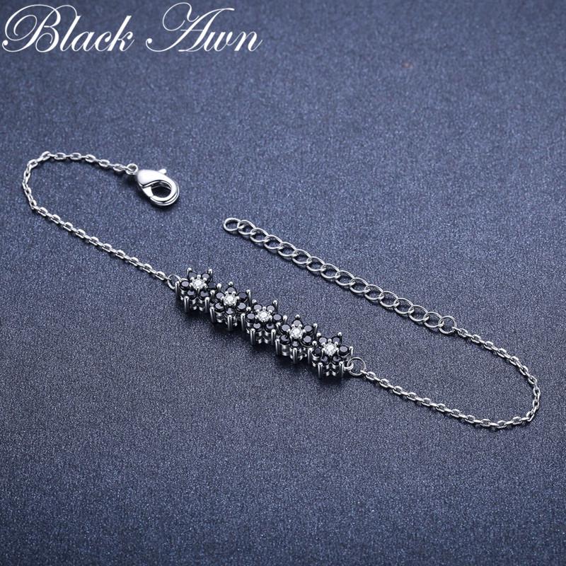 BLACK AWN Svart Armband för Kvinnor Svart Stenarmband