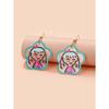 Girl Cartoon Graffiti Flower Acrylic Stud Earrings, Small Fresh and Cute Love Flower Earrings