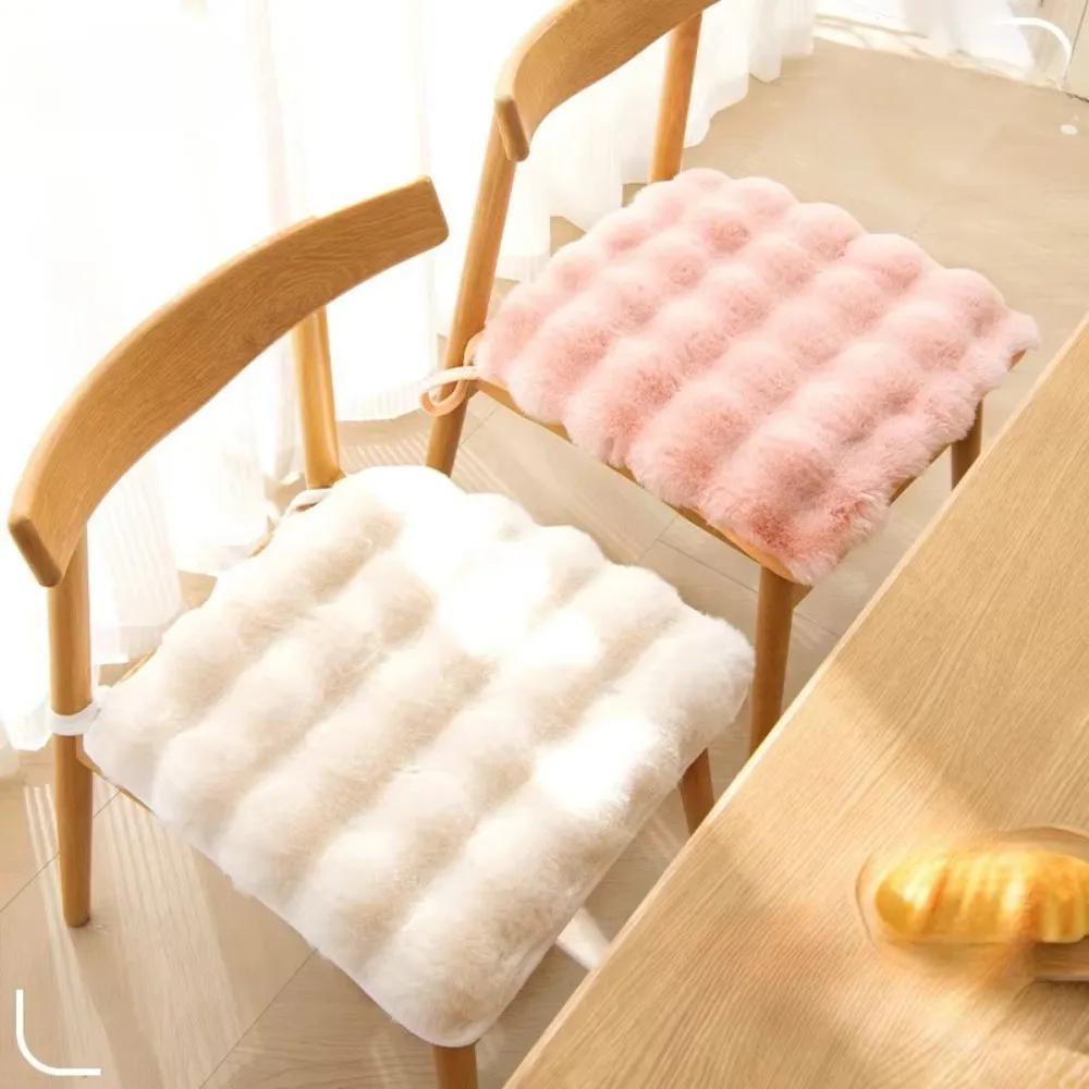 Warm Rabbit Chair Seat Non Slip Square Chair Seat Pads Thickened Winter Chair Pads Home