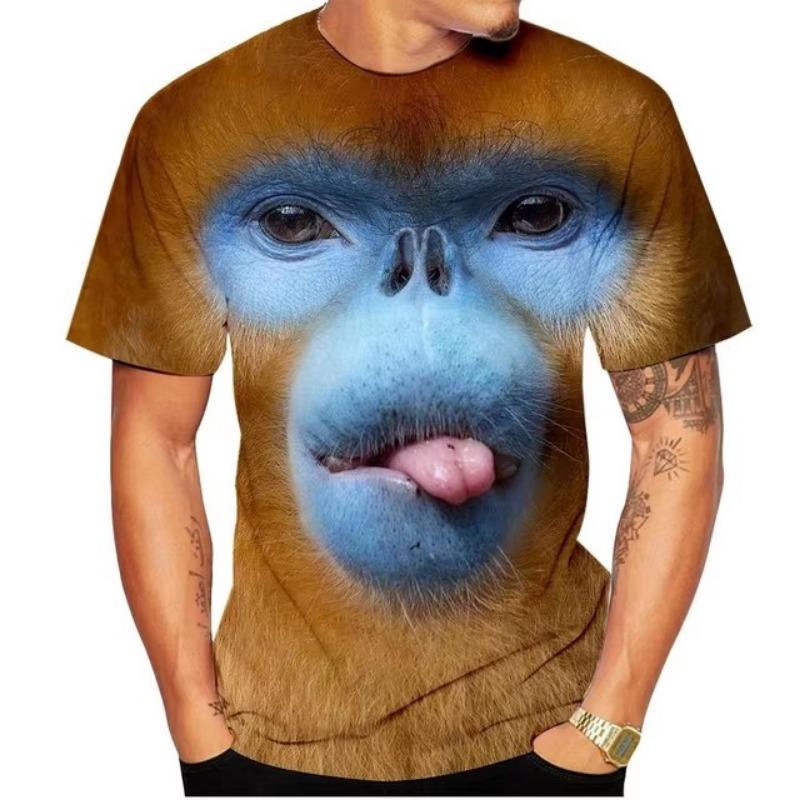 Tricou casual pentru bărbați cu design 3D Spoof Gorilla Funny Monkey Tricou Funny Pout Monkey Imprimare 3D Cămașă cu mânecă scurtă de vară Bărbați