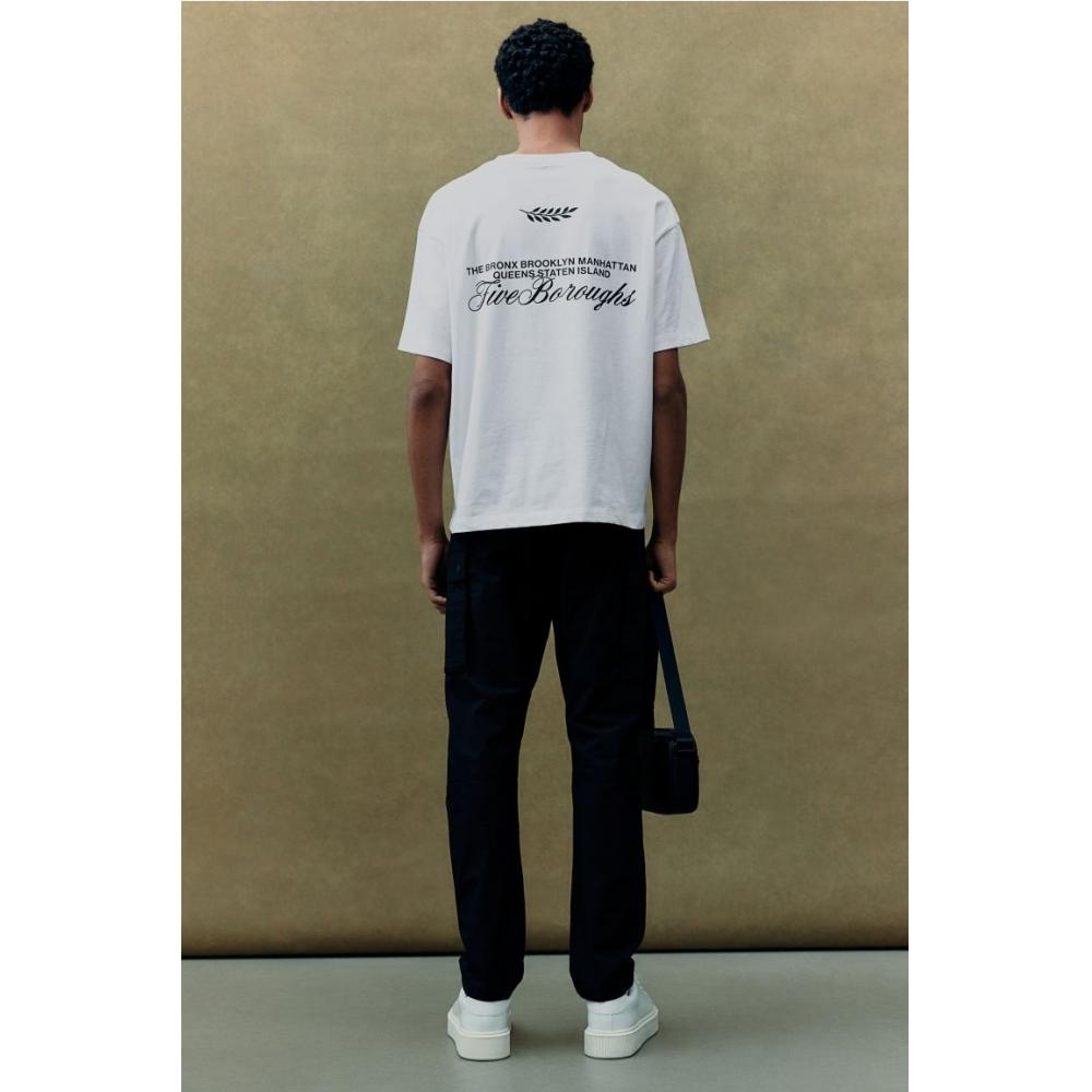 H M Loose FiT PrinT T sHirT wHiTe New York