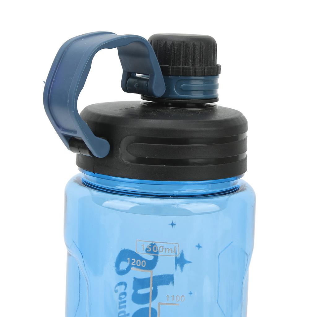 1500ml Sports Water Bottle Food Grade PC with Drinking Water Scale Fitness Jug for Gym Cycling Running