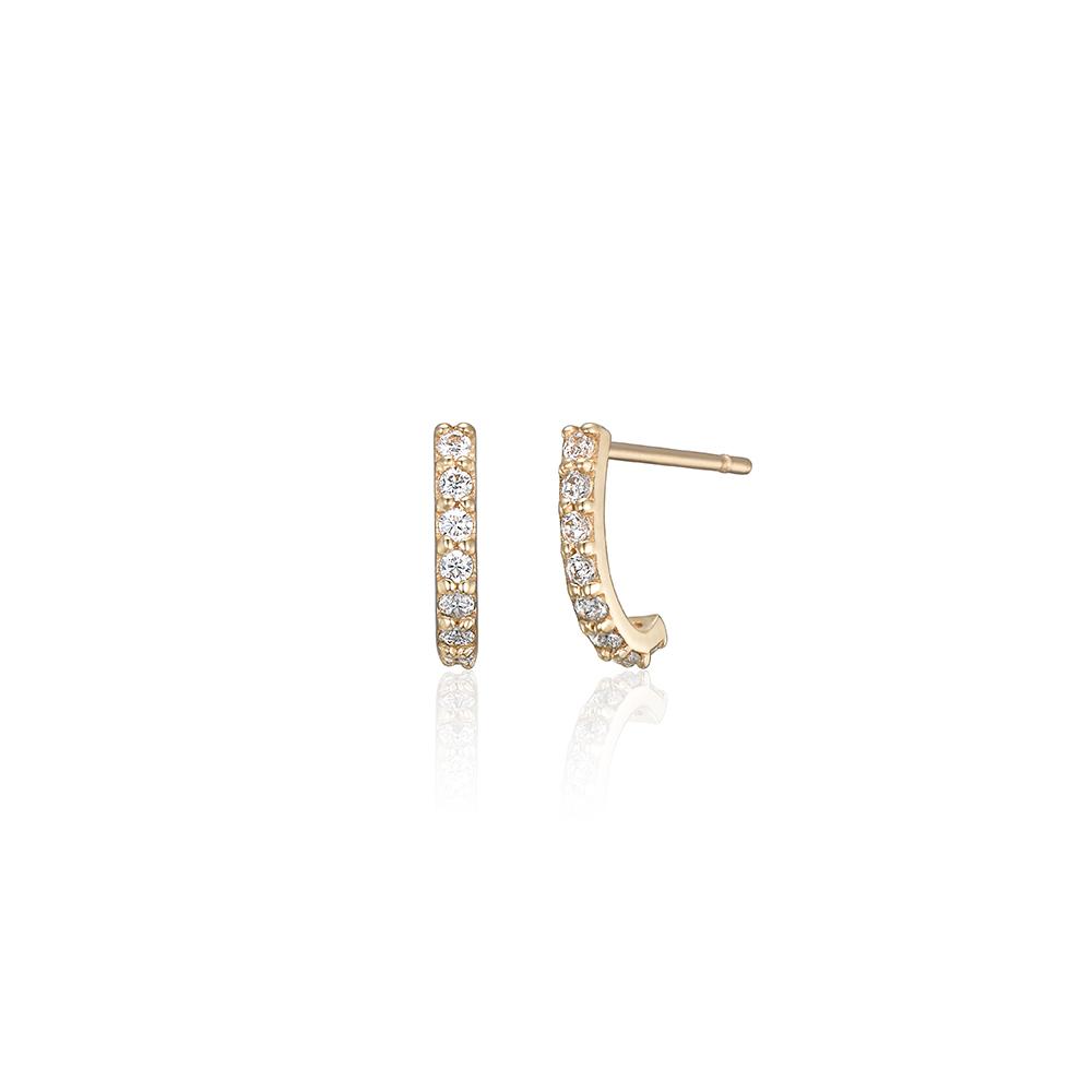Lunne 14K Basic Curve Pavé Stud Earrings (14K Gold) Lfe39
