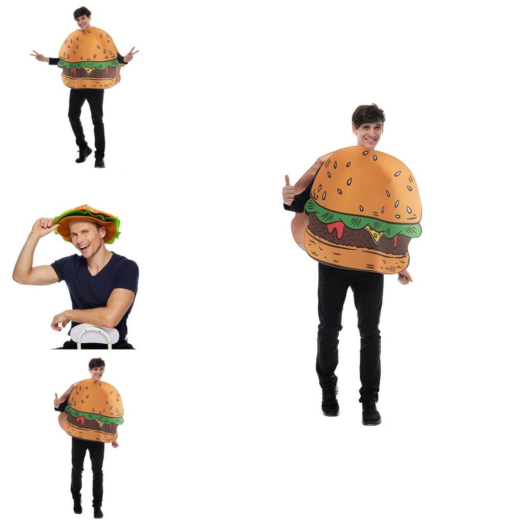 School Theme Hamburger Costume With Polyester Fabric For Adults At Halloween Festive Events