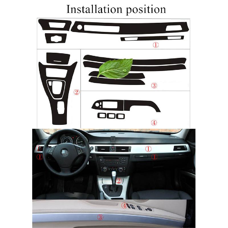 Pro Bmw E90 E92 E93 2005-2012 Lhd 5D Interiér vozu Obal s vzhledem karbonových vláken Ozdobná lišta