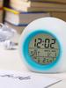 Creative 7 Colorful Round LED Light Alarm Clocks Time Date Display Temperature Detection Multi Functional Circular Alarm Clock
